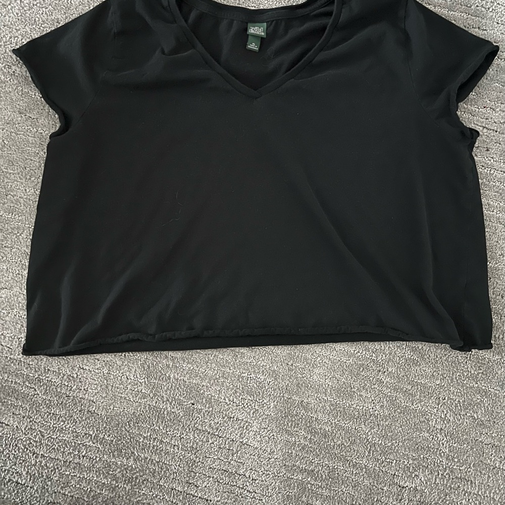 Black V-Neck Women's Top